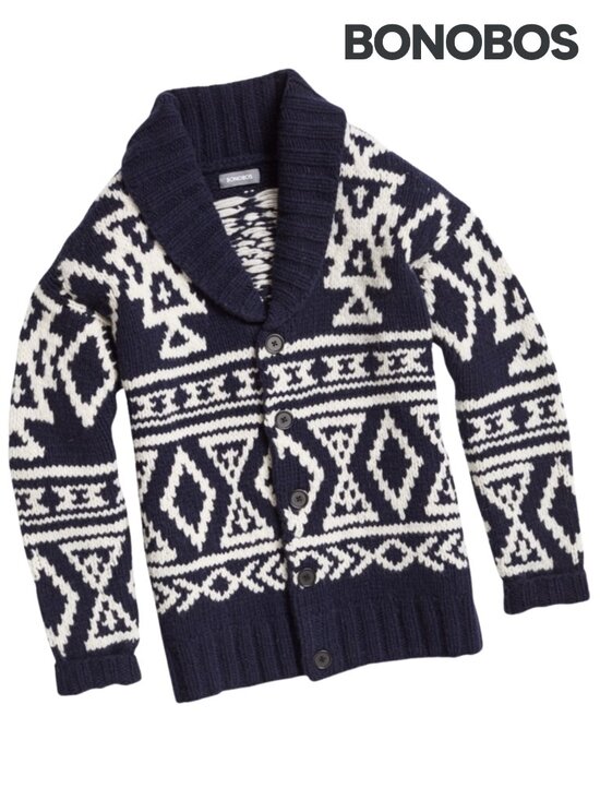 Bonobos Other - BONOBOS Men's Hand-Knit Cardigan in Navy/White